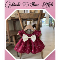 Set Bộ Đỏ Đô Áo Dáng Bí Đính Nơ Chất Đũi Hàn (Tặng quà cho bé ♥️)