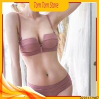 Set Bộ Đồ Lót Cúp Vuông Xẻ Ngực Tạo Khe Thông Hơi