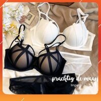 Set bộ đồ lót nữ hàng cao cấp, áo cup ngang, có gọng, có mút đệm phối gân cut-out, Mã B10995