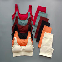 Set bộ đồ lửng tập gym yoga thun gân