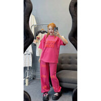 sét bộ đồ nỉ Hồng thêu nổi from rộng unsix