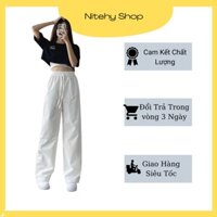 Sét bộ đồ nữ 3 món thể thao áo croptop đẹp thêu hình vintage kèm quần ống suông Culltes NITEHY 33