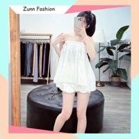 Sét bộ đồ nữ áo 2 dây chun đũi quần đùi siêu mát màu đen trắng đi biển đi chơi, ở nhà diện cực xinh D21