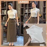 Set Bộ Đồ Nữ Áo Body Tay Ngắn Màu Trắng Basic Chất Cotton L1 Mix Chân Váy Cạp Đai Kèm Dây Lưng Freesize