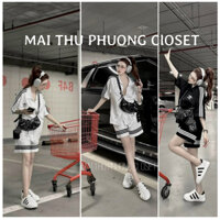 Set Bộ Đồ Nữ Áo Phông Thun Nữ Áo Kiểu Nữ Mix Quần Sọc Ngang UNISEX 40-70KG Cotton Mẫu SETUNISEX. PT149