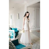 Set bộ đồ nữ áo sát nách đính hoa bay mix chân váy voan dài,  set đồ nữ áo from dài rộng túi sườn  phối váy