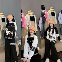 Set Bộ Đồ Nữ Áo Thun Dài Tay Phối Viền Tay Mix Quần Xuông Dài Cotton 40-70kg Mẫu SETTHOMECHOQDAI. TP312