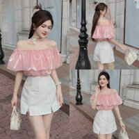 Set bộ đồ nữ áo trễ vai mix quần giả váy [Có Lót, Có Mút Ngực] sang chảnh dành cho các nàng diện phố, thời trang nữ