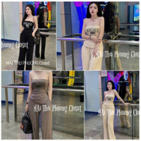 Set Bộ Đồ Nữ Áo Vạt Chéo Áo Kiểu Nữ Xẻ Hông Mix Quần Suông Quần Ống Rộng Cotton 38-70KG mẫu MONTAU. PT172