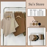 Set Bộ Đồ Nữ Áo Vạt Chéo Tay Gập Kèm Chân Váy Đũi Sần S677 Susstore Top Thời Trang Nữ Bigsize