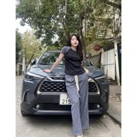 Set Bộ Đồ Nữ MPB Áo Ngắn Tay Phối Viền Ôm Body Mix Quần Ống Suông Rộng Dây Rút To Freesize