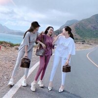 Set bộ đồ thể thao nữ đẹp - Bộ quần áo thể dục mùa hè, thu đông giá rẻ hàng Quảng Châu cao cấp freesize