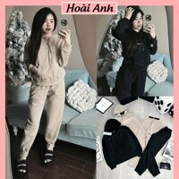 Set Bộ Đồ Thể Thao Nữ ES Áo Nỉ Có Mũ Dài Tay Túi Bụng Mix Quần Dài Boom Gấu Freesize