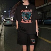 Set bộ đồ Thun Nam Thể Thao Mùa Hè in mặt Gấu Kiểu Dáng Năng Động Hàn Quốc - ĐEN - SIZE L