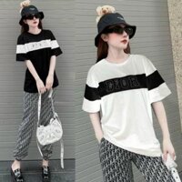 Sét bộ đồ thun nữ quần dài áo form rộng phối màu trẻ trung thời trang mẫu mới đẹp cao cấp có bigsize - Trắng,XXL