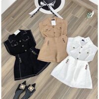 Sét bộ đùi áo sơ mi cộc tay bé gái vải linen mẹ va bé gái 12-60kg