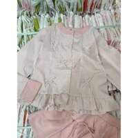 Set bộ đùi babydoll tiểu thư áo kẻ sọc cổ trụ tay dài đính nơ phối chân váy ngắn xòe 2 màu siêu dễ thương mtb