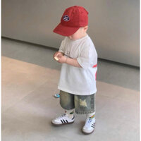 Set bộ đùi bé trai áo trắng quả địa cầu quần sooc jean hàng chuẩn ảnh thật