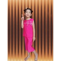 Set Bộ Đũi Cho Bé Gái Áo Sát Nách Đính Nơ Quần Ống Suông Dễ Thương (2 - 9 Tuổi)