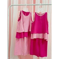 Set bộ đũi hồng sen cho bé gái đủ size .Bộ đồ trung thu,bộ tết cho bé gái chất liệu đũi.