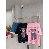 SET BỘ ĐÙI JEAN CUTE DÀNH CHO NỮ 2 MÀU ÁO THUN IN GẤU MIX QUẦN ĐÙI JEAN PHỐI BÈO REN TRẮNG TRẺ TRUNG MTB