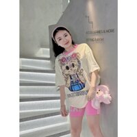 Set bộ đùi mặc đi chơi, set bộ thun in gấu from rộng mix quần ngố dễ thương mtb