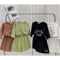 Set Bộ Đùi Nữ Cộc Tay - Bộ quần short đùi áo form rộng tay lỡ CELINE PARI mặc ở nhà Ulzzang - XANH LÁ - Freesize