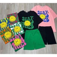 Set bộ đùi nữ mặc nhà đi chơi chất Cotton mềm mại hoạ tiết mặt cười