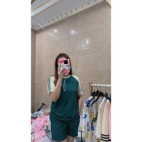 Set bộ đùi thể thao tay phối viền cá tính cho nữ