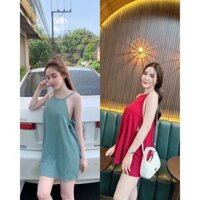 Sét bộ đùi thun gân phối áo yếm cột dây eo quyến rũ dành cho các cô nàng đi du lịch, đi chơi