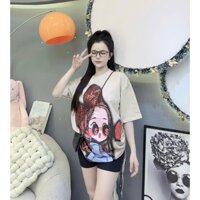 SET BỘ ĐÙI THUN TĂM ÁO IN CÔ GÁI ĐEO NƠ ĐỎ DỄ THƯƠNG 2 MÀU