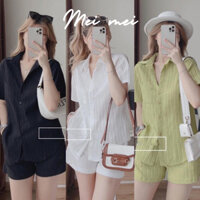 Set bộ đũi xốp áo sơ mi và quần sooc Bộ hè nữ Meimei SA13
