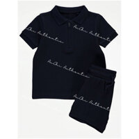 Set bộ George áo polo tay ngắn có khoá zip quần đùi màu xanh navy