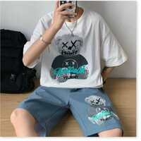 Set Bộ In Gấu Hoạt Hình From Rộng Unisex - Đồ Bộ Mặc Nhà Tay Lỡ, Nam Nữ Đều Mặc Được ILOVECARE