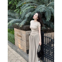Set bộ kẻ ngang áo tay hến chân váy suông chun cạp ac hình dài tay siêu hot