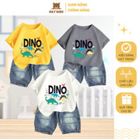 Set bộ khủng long DINO dành cho bé trai 2-8 tuổi (9-24kg), áo thun cộc tay kèm quần jean siêu chất | D&T KIDS