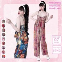 Set Bộ Kiểu Đi Chơi Nhistore Lụa Thổ Cẩm Áo Hai Dây Cúp Ngực Hai Lớp Quần Dài Ống Suông Từ 40kg đến 55kg