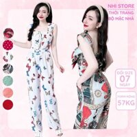 Set Bộ Kiểu Nhistore Áo Cúp Ngực Đính Nơ Quần Dài Ống Suông Freesize Dưới 57kg