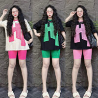 Set bộ LEGGING NGỐ trơn ôm, áo thun chữ H hàng Quảng Châu, Qccc Loại 1, thời trang outfit HOTTREND xu hướng