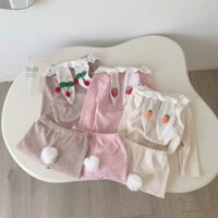 Set Bộ Len Tai Thỏ Có Đuôi Cổ Ren 6-16kg