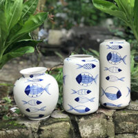 Set bộ lọ hoa Bát Tràng cá đàn
