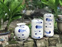 Set bộ lọ hoa Bát Tràng cá đàn