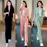 Set Bộ Lụa Vest Quần Ống Rộng Cao Cấp Dạo Phố Chụp Ảnh Công Sở BY4613