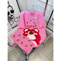 Set Bộ Lửng Quần Thun Gân In Gấu Áo Cotton Luck Bigszie Mặc Nhà Đi Chơi Đẹp