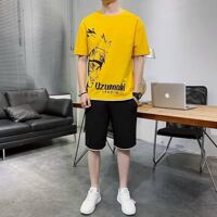 SET BỘ MẶC HÈ UZUHAKI CHẤT THUN LẠNH CỰC MÁT CÓ ĐỦ SIZE CHO NAM - ĐEN PHỐI VÀNG - M