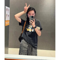 Sét bộ mặc nhà, đi chơi hình in mới siêu xinh MENINA_STUDIO, sét áo thun ngắn tay quần caro dáng baggy lưng thun
