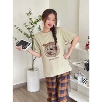 Sét Bộ mặc nhà Quần Caro, Đồ bộ mặc nhà in hình dể thươngg