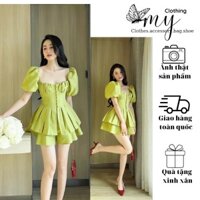 Set bộ màu xanh nơ tiêu thư chanh xả cực dày dặn set34