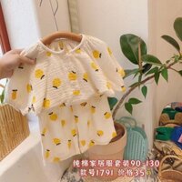 set bộ muslin hoạ tiết quả chanh vàng cao cấp