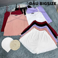 Set bộ ngủ bigsize nữ 2 dây phối ren sexy gợi cảm chất gân tăm mát mẻ mềm mịn - SET48